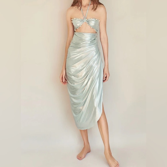 NWT Shiny Green Cartagena Dress Resort Wear - Picture 3 of 3